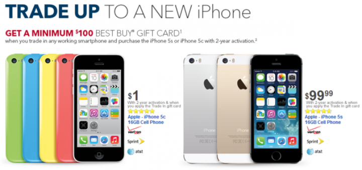 iPhone 5C and iPhone 5S can be purchased with a discount via new trade-in promotion by Best Buy
