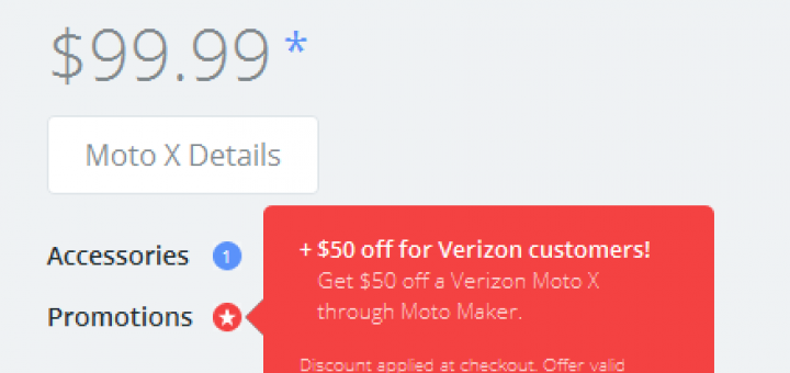 Verizon has announced a new promotion for Moto X through Moto Maker with $50 cut in the price