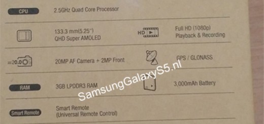 Samsung Galaxy S5 specs unveiled ahead of its announcement in a leak of its alleged box